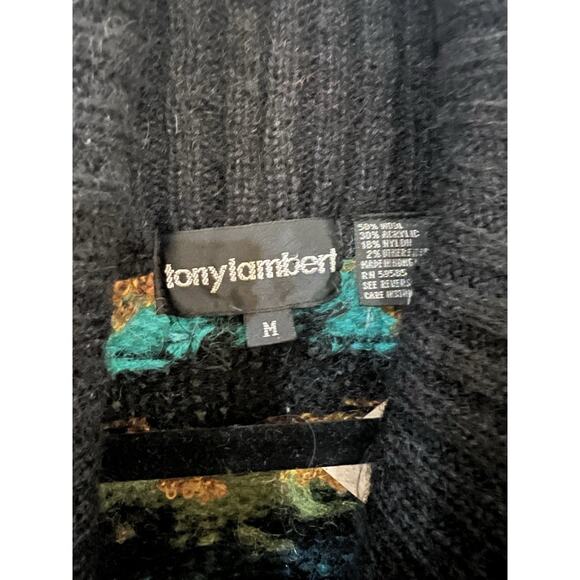 American Vintage Wool Cardigan Sweater Long Colorful Oversized Animal Print M - Picture 10 of 11